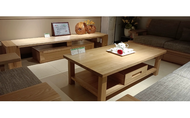 北欧风水曲柳原木茶几 - 1500-800mm